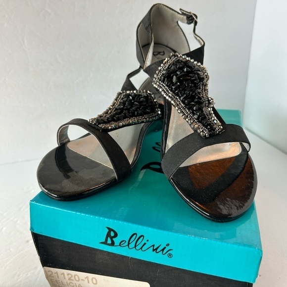 NIB Bellini Felicia Black Slingback Wedge Dress Sandals - Picture 3 of 8